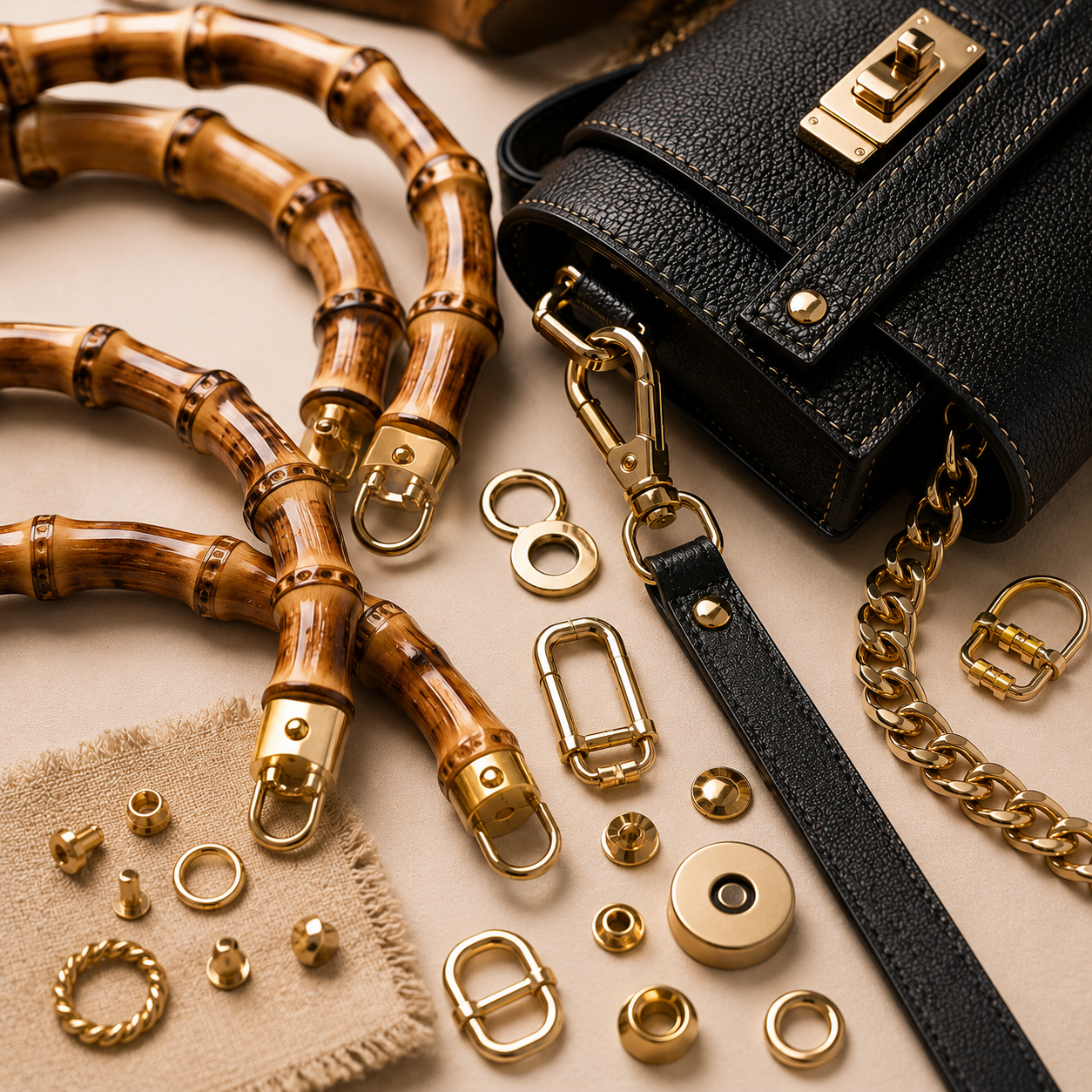 Accessoires de couture pour sacs : fermoirs, anse, sangle, boucle et fermeture éclair