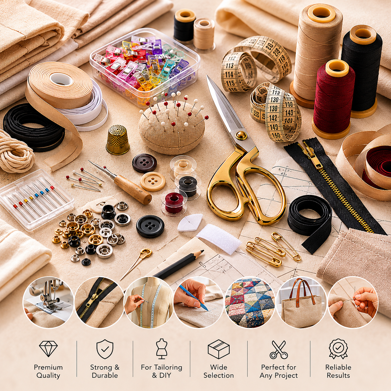 Illustration d’aiguilles de couture et épingles, accessoires essentiels pour travaux manuels.