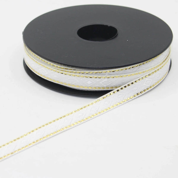 10 meters 12mm Floral Jacquard Braid with Lurex Edges #JAC4693 - ACCESSOIRES LEDUC BV