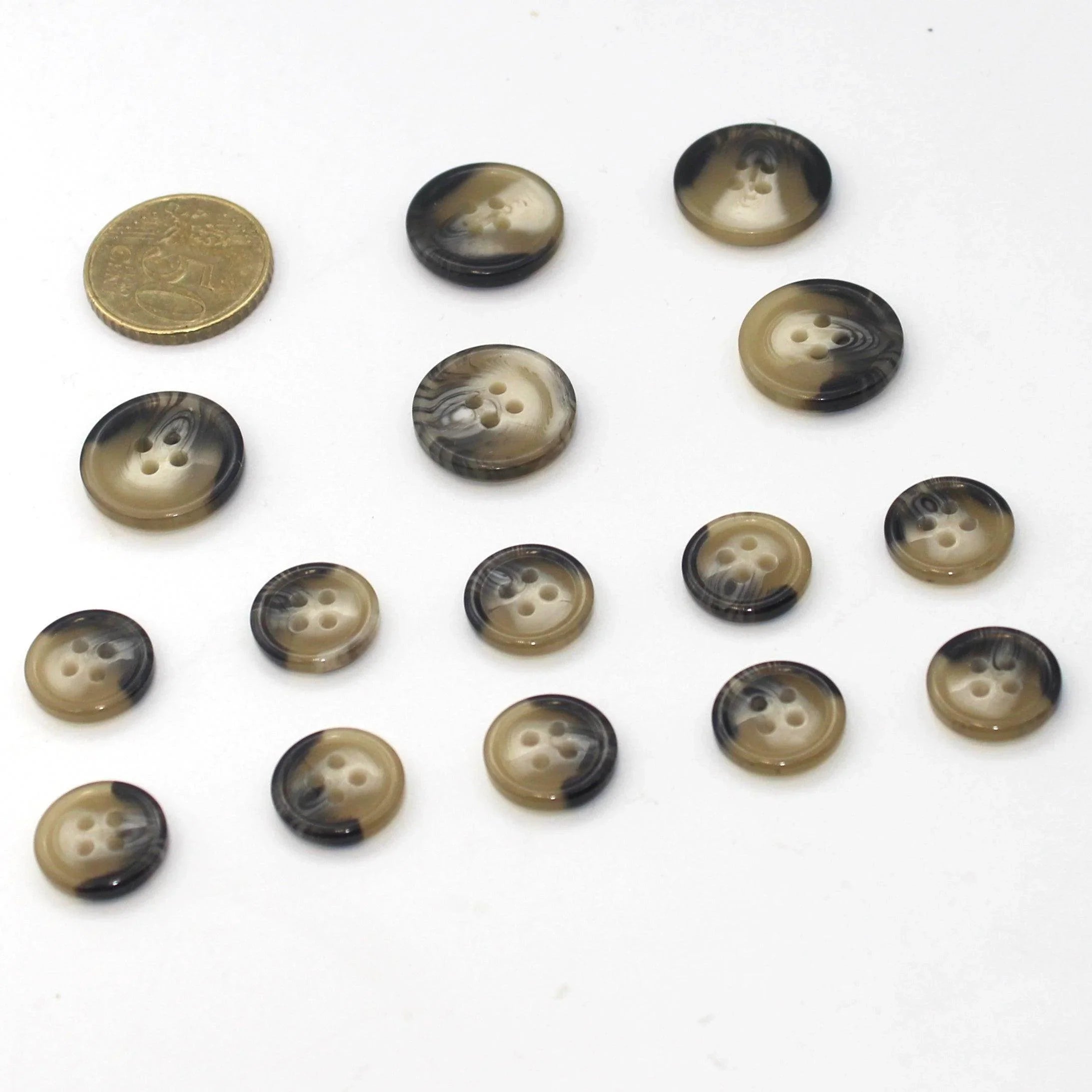 15 Menswear Buttons / Men's Suit Buttons 10*15mm + 5*20mm #HAB1x025 - ACCESSOIRES LEDUC BV