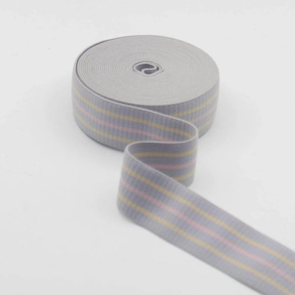 Striped Soft Elastic with Pastel Colours 30mm 10mt/45mt #ELA2823 - ACCESSOIRES LEDUC BV