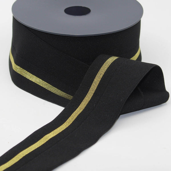 5 meters 60mm prefolded Elastic Gros Grain with Lurex Stripe #ELA3603 - ACCESSOIRES LEDUC BV