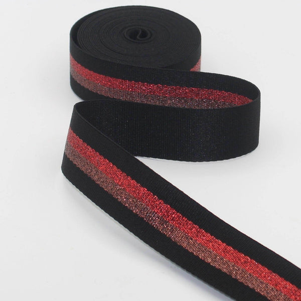 40mm Lurex Striped Webbing 5/10/45mt #RUB3549 - ACCESSOIRES LEDUC BV