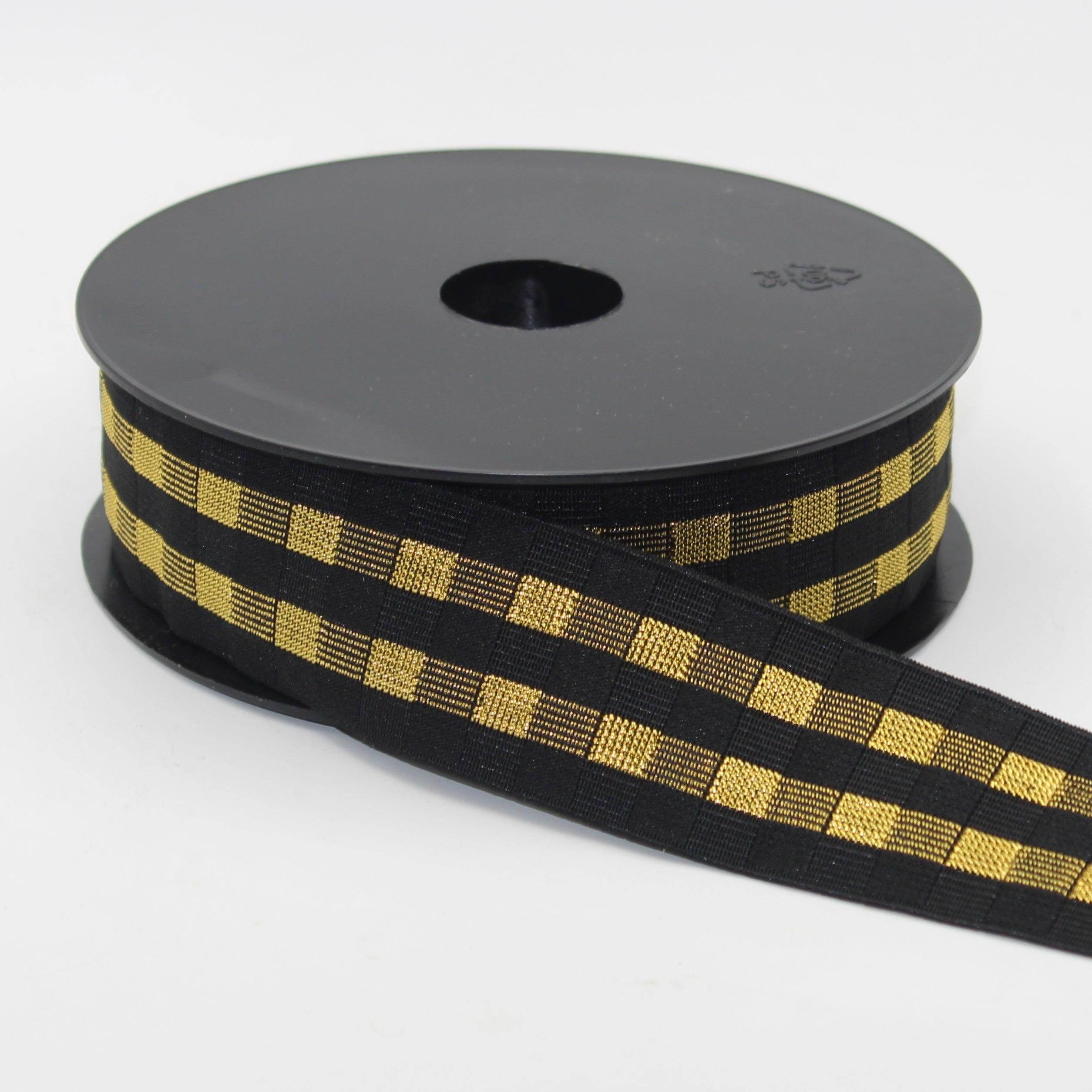5 meters 40mm Black Elastic with Lurex (Blue, Gold, Silver or Red) #ELA3612 - ACCESSOIRES LEDUC BV