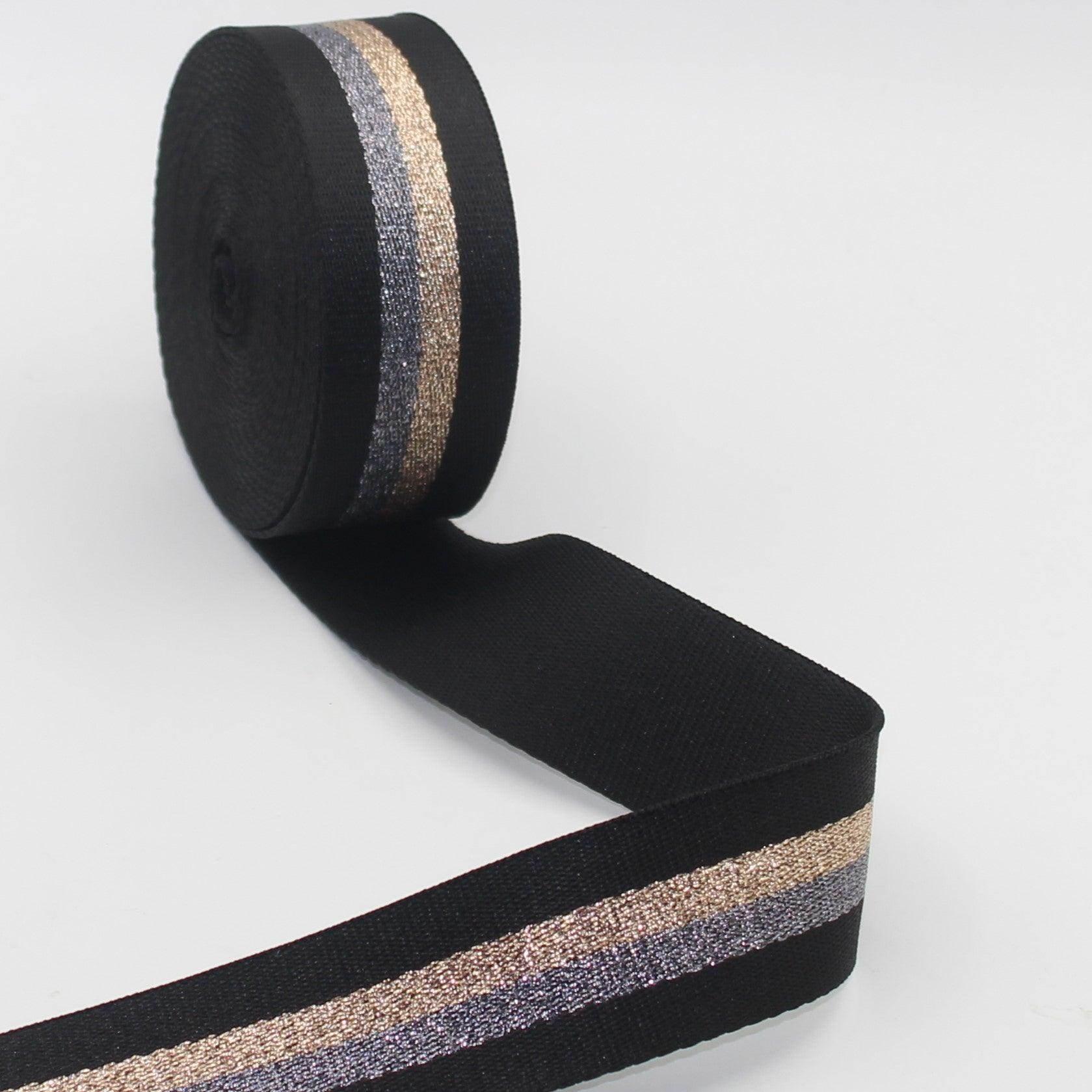 40mm Lurex Striped Webbing 5/10/45mt #RUB3549 - ACCESSOIRES LEDUC BV