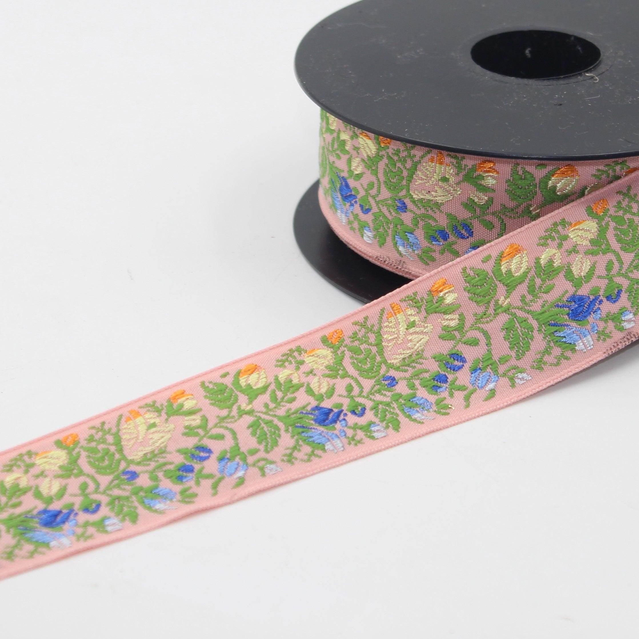 10 meters 32mm Floral Jacquard Braid #JAC4691 - ACCESSOIRES LEDUC BV