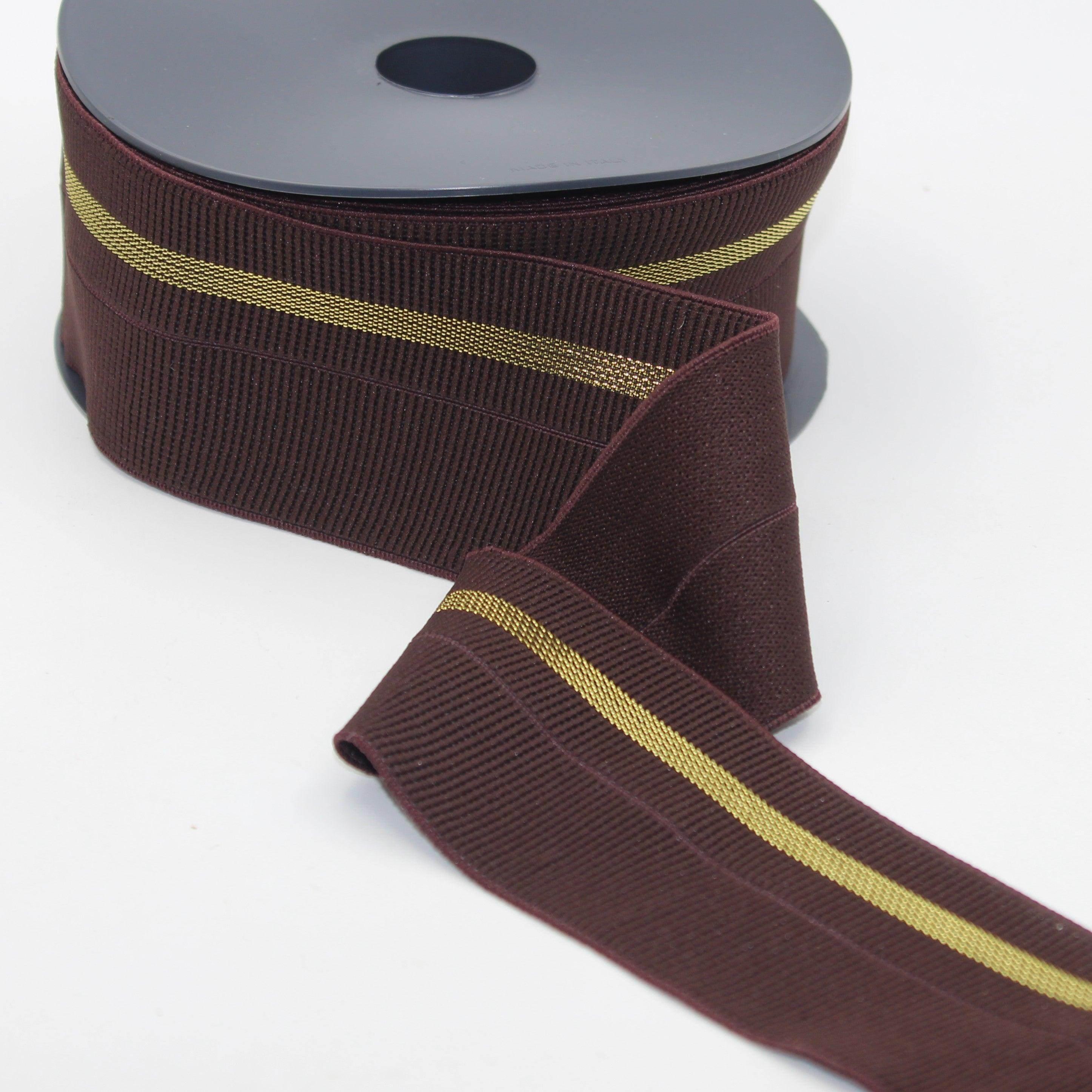 5 meters 60mm prefolded Elastic Gros Grain with Lurex Stripe #ELA3603 - ACCESSOIRES LEDUC BV