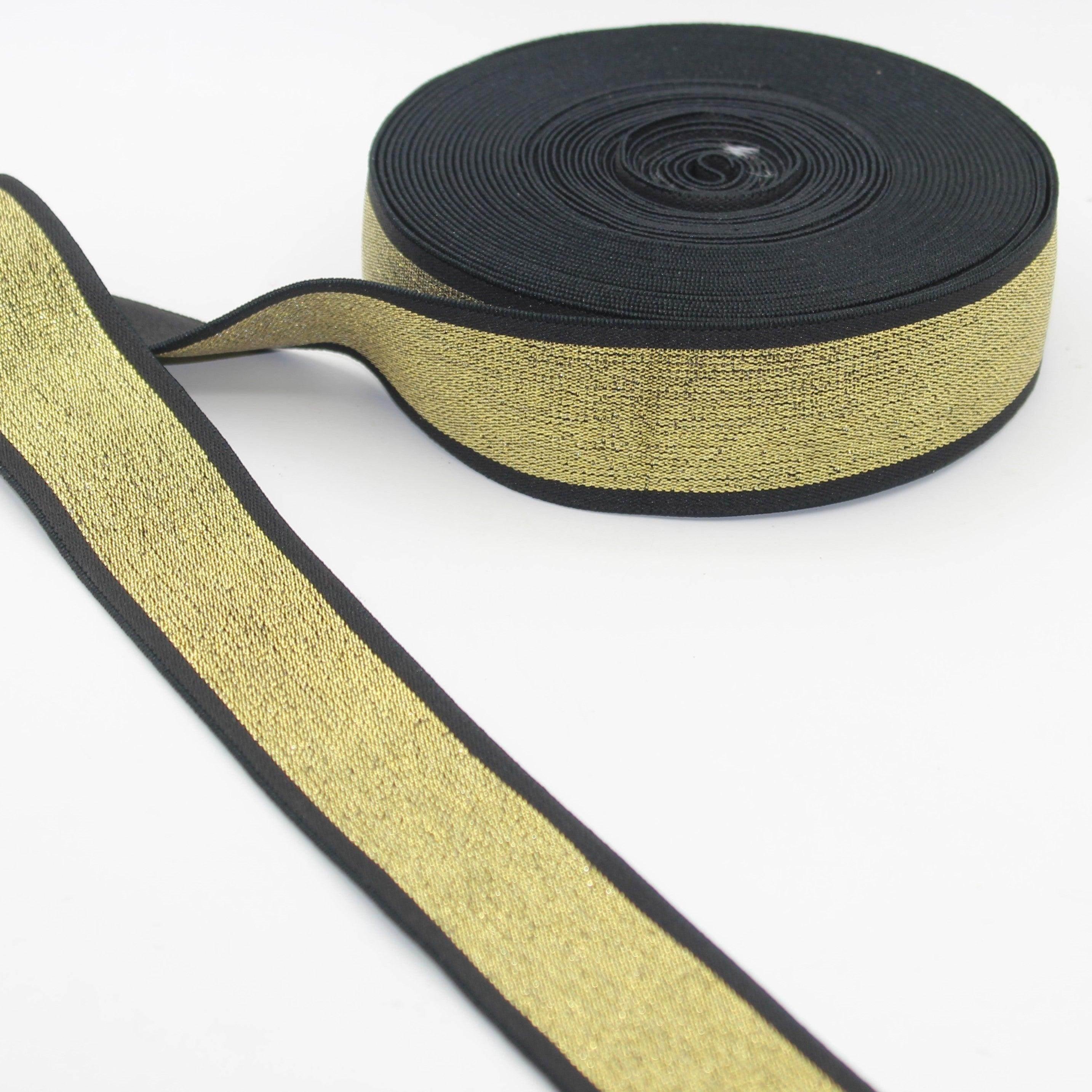 5 meters 40mm Lurex Elastic with 2 plain Edges #ELA2063 - ACCESSOIRES LEDUC BV