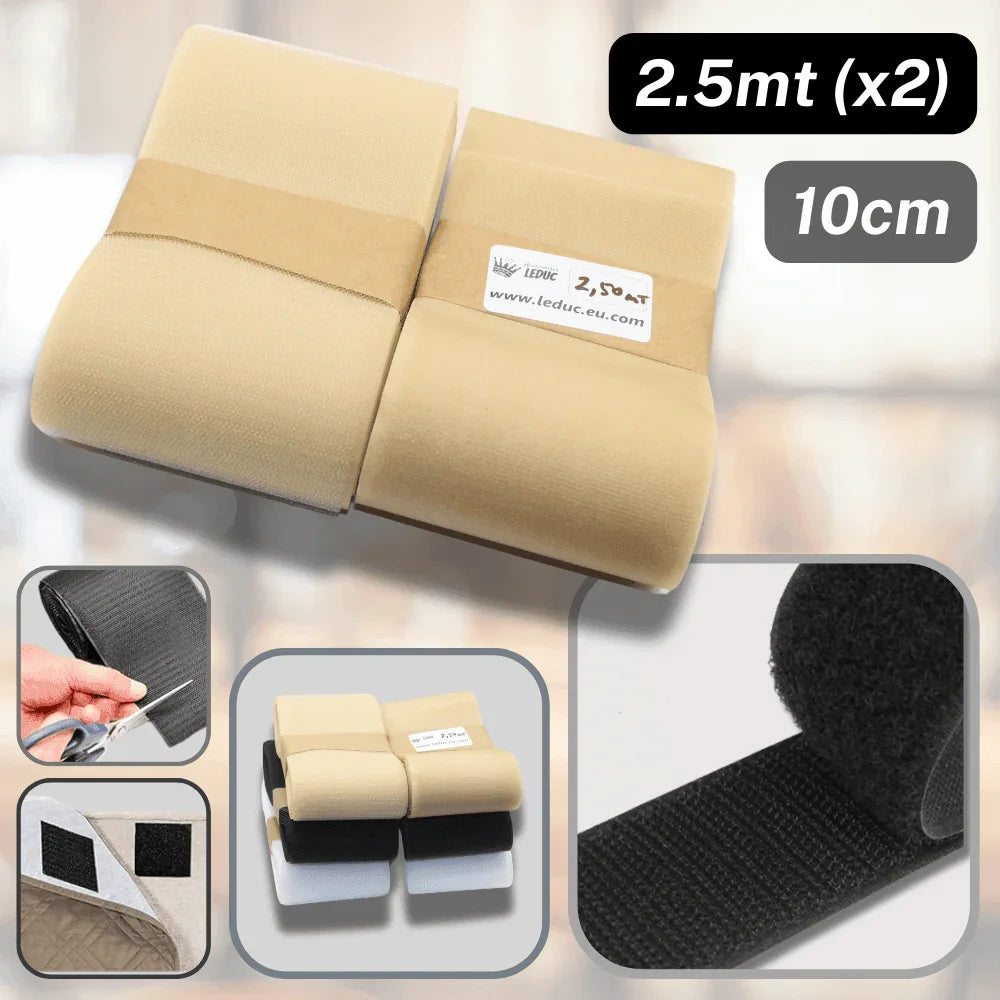 2.5 meters 100mm wide Hook on Loop Tape (Velcro) White, Beige or Black #HNL499 - ACCESSOIRES LEDUC BV