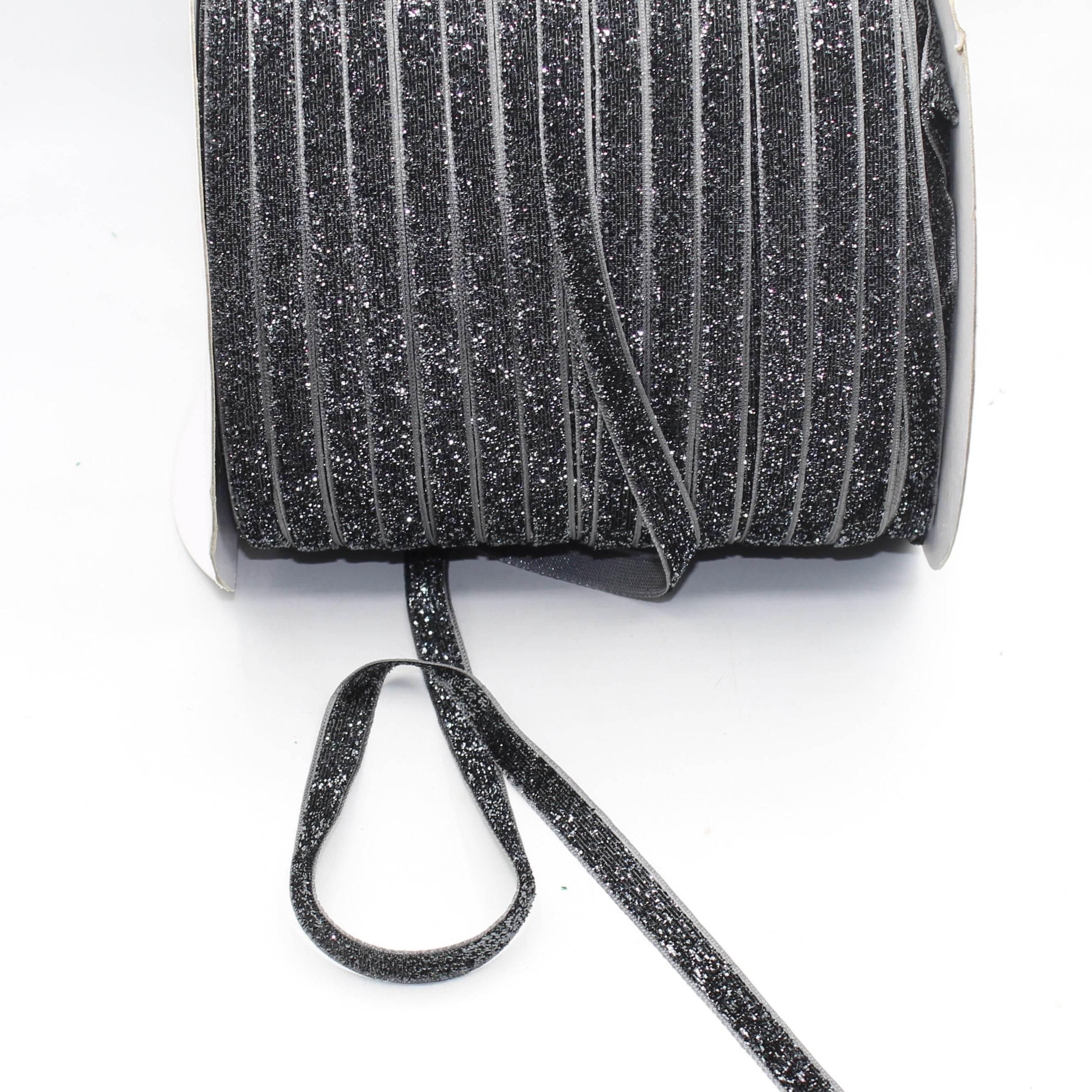 5 Meters 10 / 15 / 25mm Glitter Lurex Velvet Ribbons #VEL1502 - ACCESSOIRES LEDUC BV