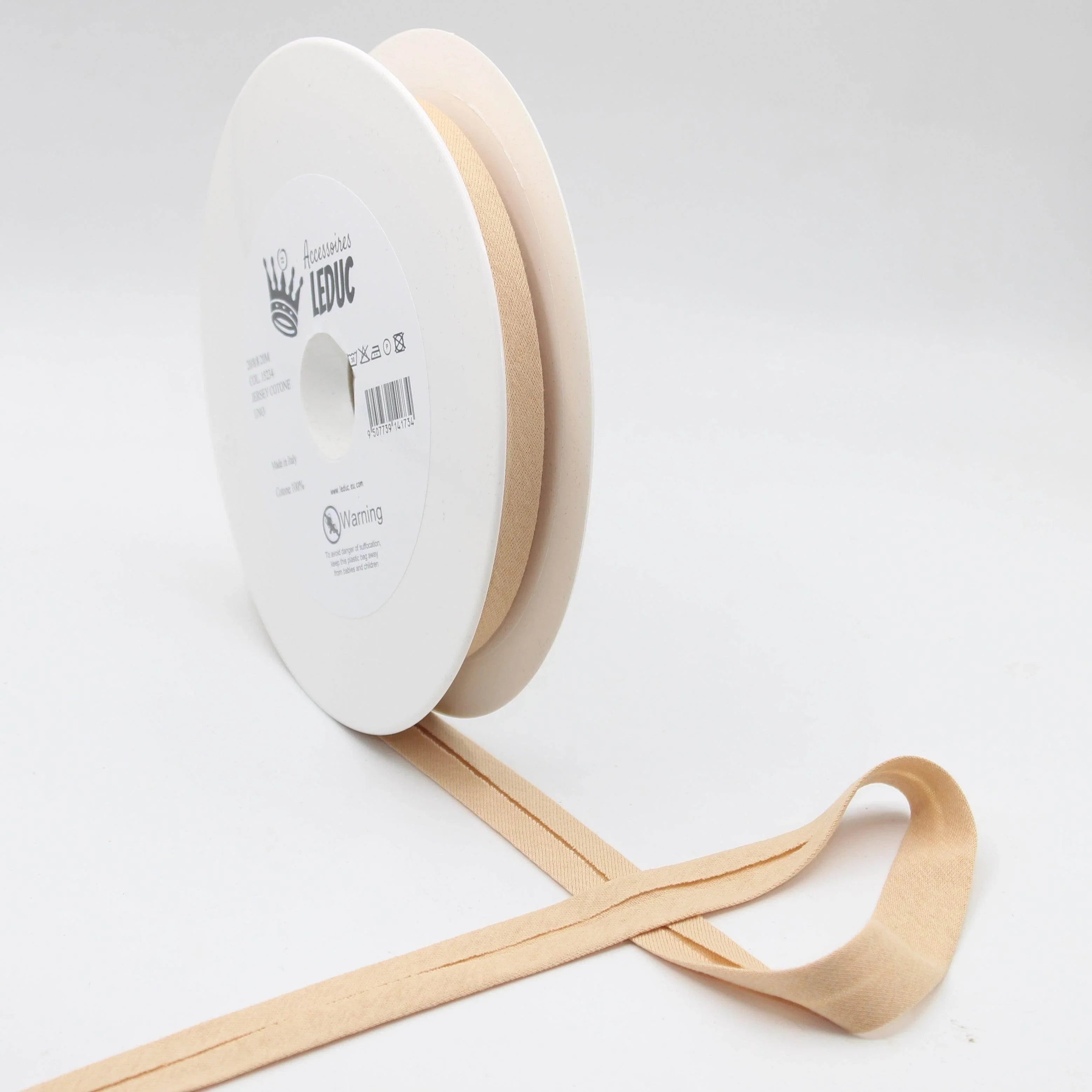 20 meters Cotton Jersey Bias Binding 20mm (20+8+8) 100% Cotton Made in Italy - ACCESSOIRES LEDUC BV