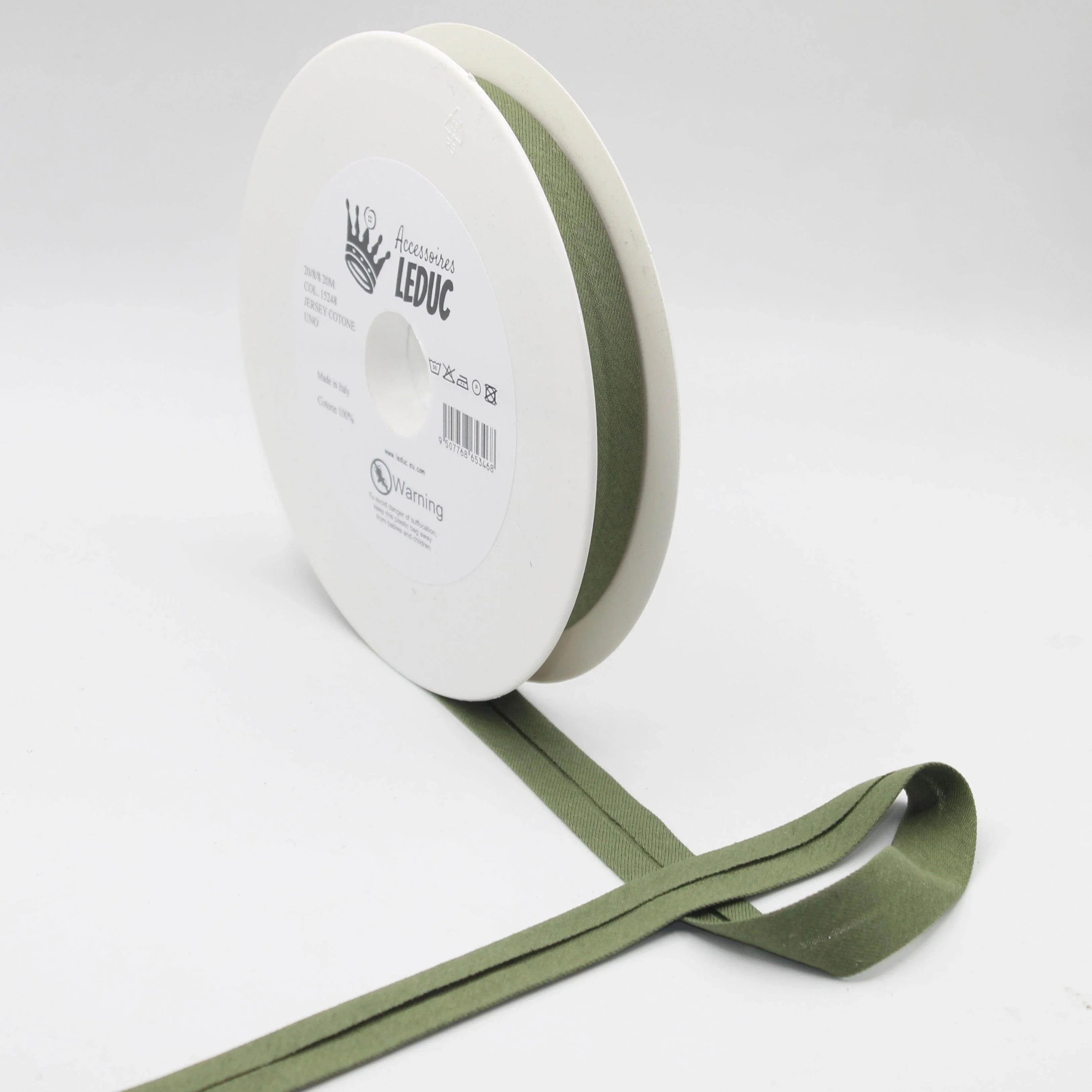 20 meters Cotton Jersey Bias Binding 20mm (20+8+8) 100% Cotton Made in Italy - ACCESSOIRES LEDUC BV