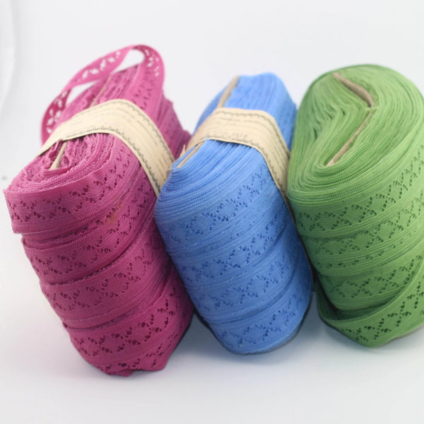 10 meters 18mm Czech made Polyester Colourful Lace available in 3 colors - ACCESSOIRES LEDUC BV