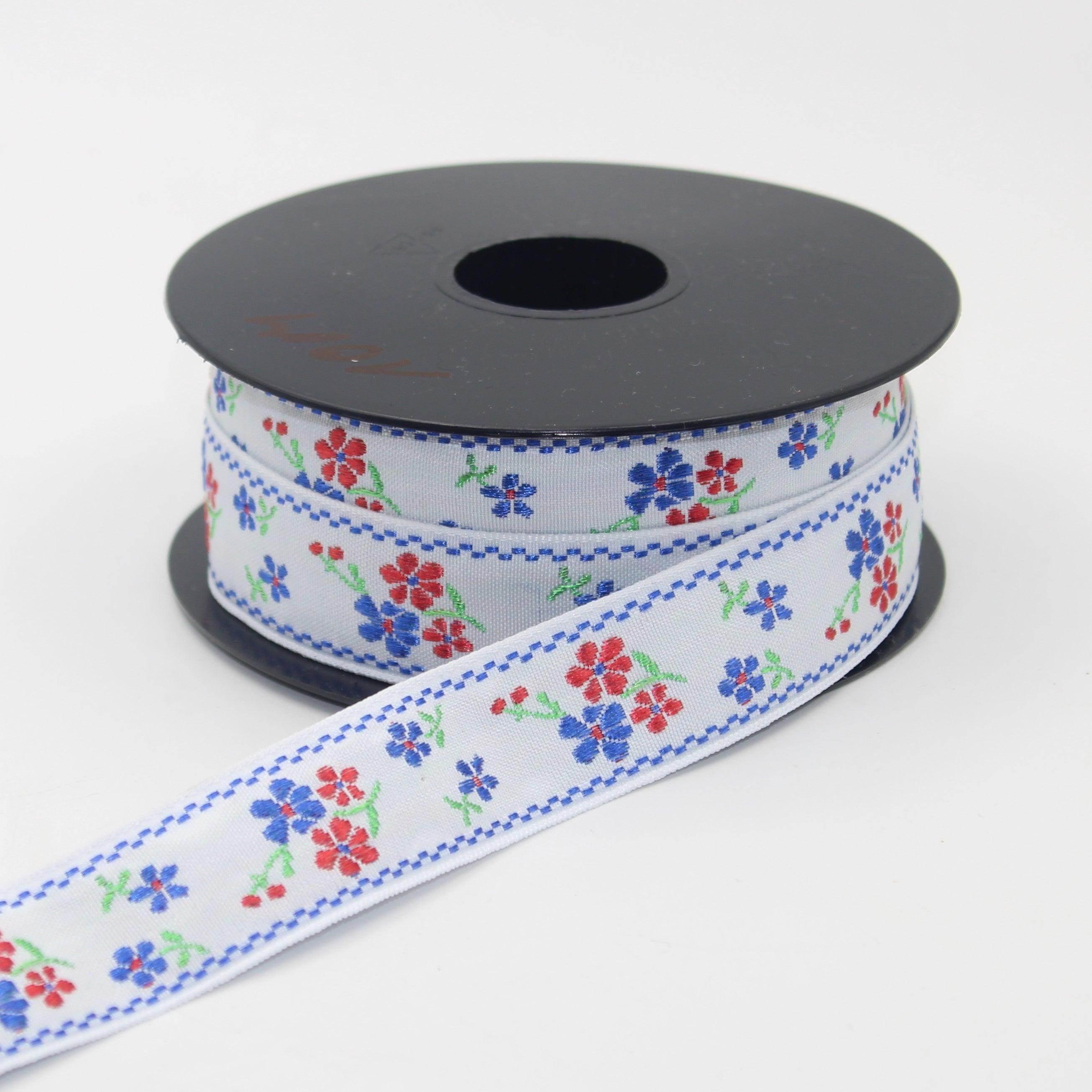 10 meters 25mm Floral Jacquard Braid #JAC4690 - ACCESSOIRES LEDUC BV