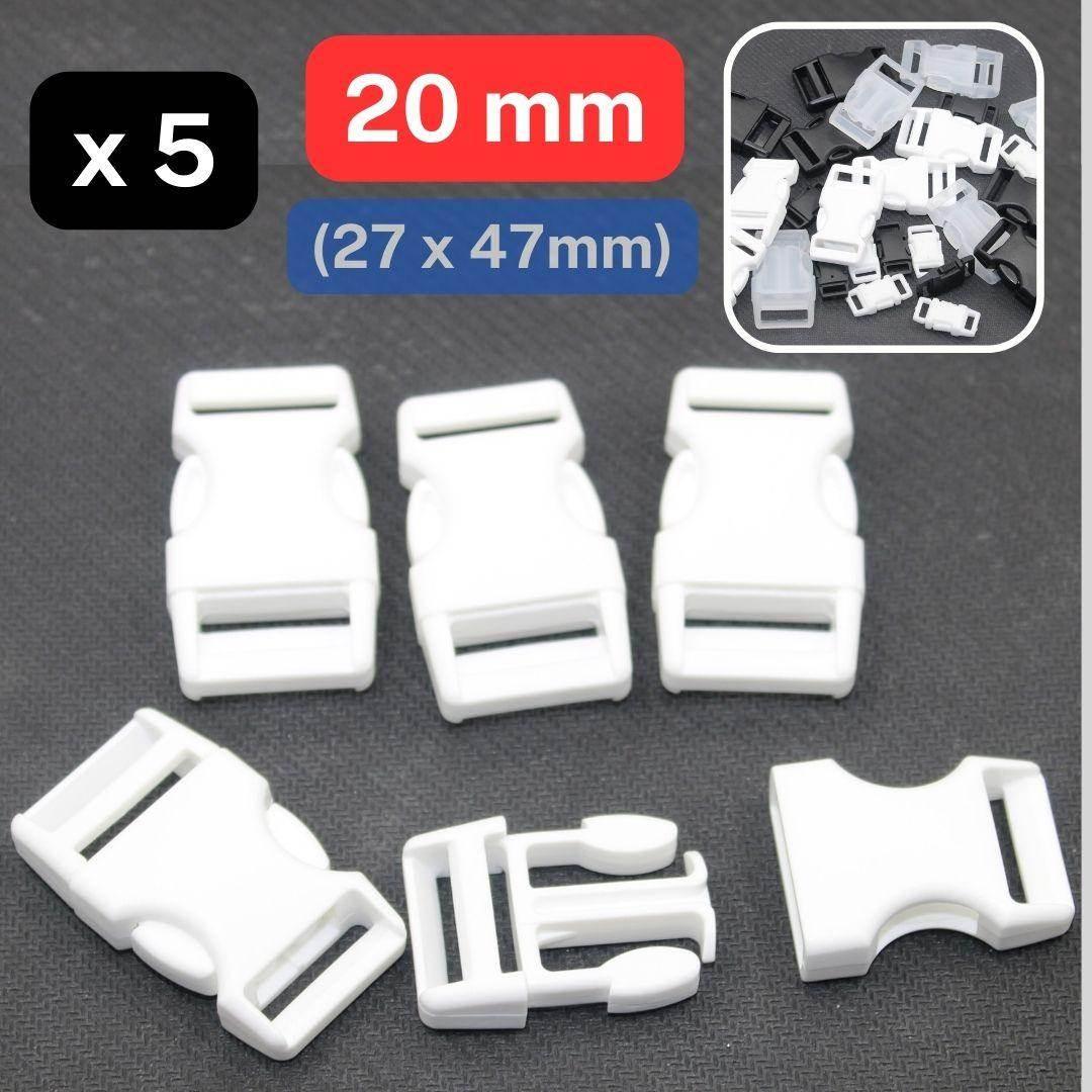 5 Plastic Buckles for size 10mm or 20mm - Black White or Transparent #BNY4100 - ACCESSOIRES LEDUC BV