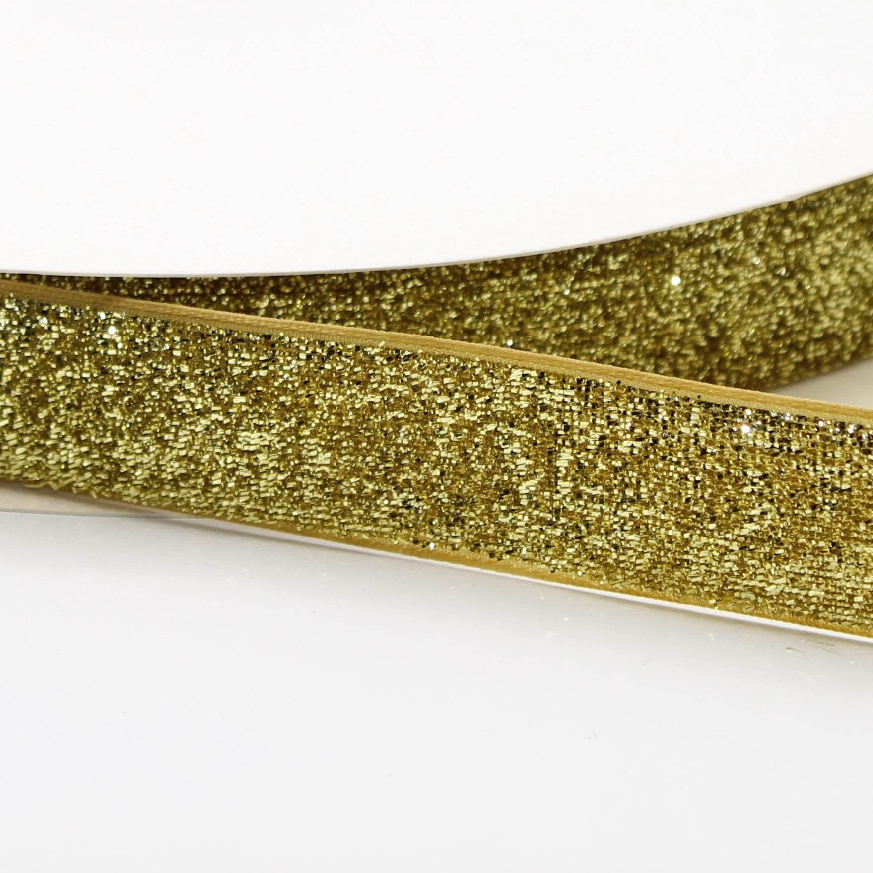 5 Meters 10 / 15 / 25mm Glitter Lurex Velvet Ribbons #VEL1502 - ACCESSOIRES LEDUC BV