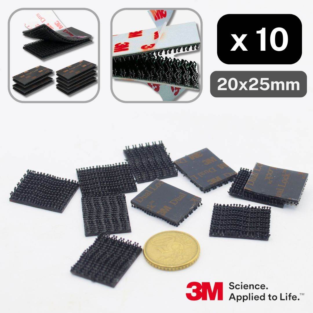 Set of 3M Dual Lock Adhesive Reclosable Rectangle Fasteners - 10pcs - 20x25mm or 50x25mm (Hook & Loop) #HNL509