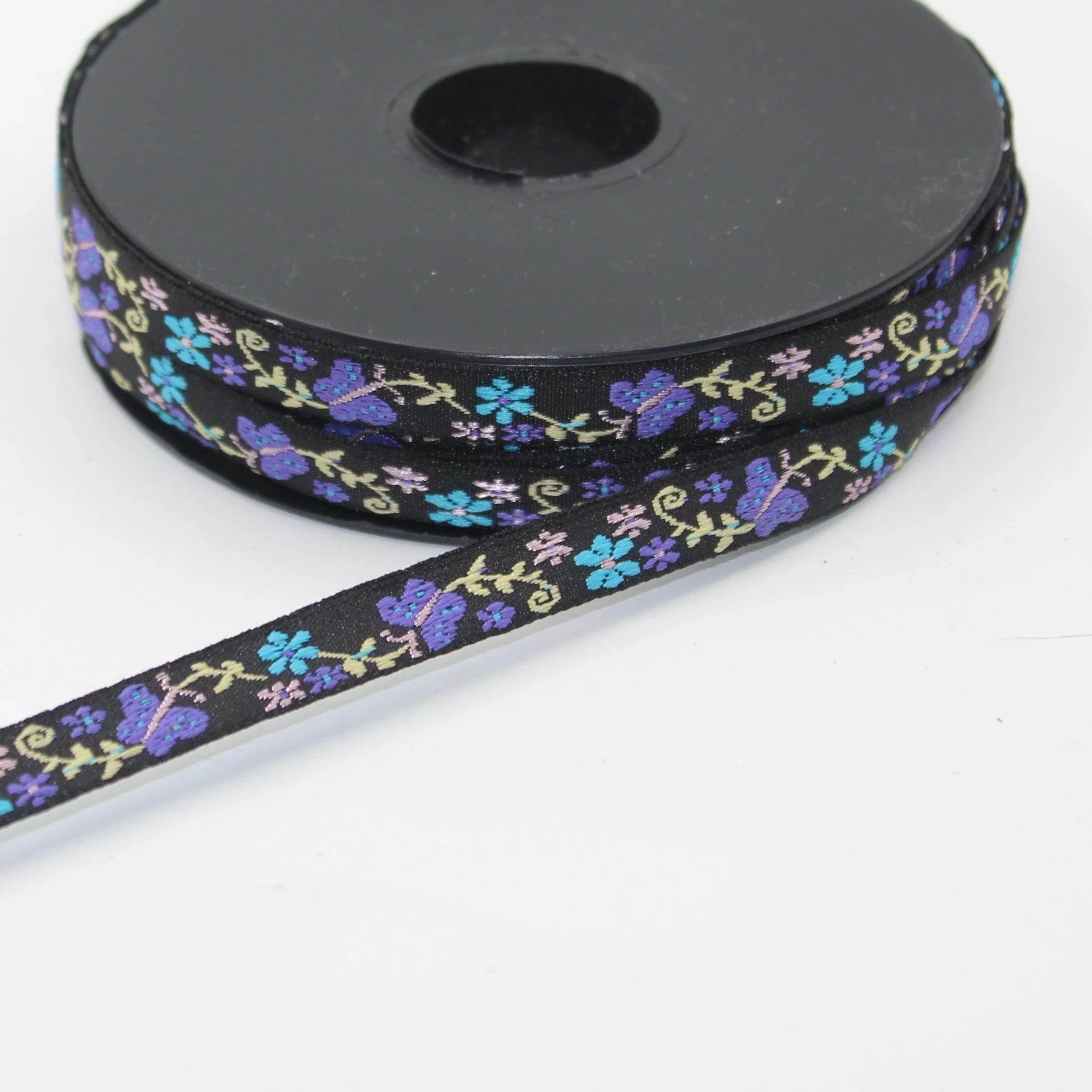 10 meters 10mm Floral Jacquard Braid with Butterflies #JAC4694 - ACCESSOIRES LEDUC BV