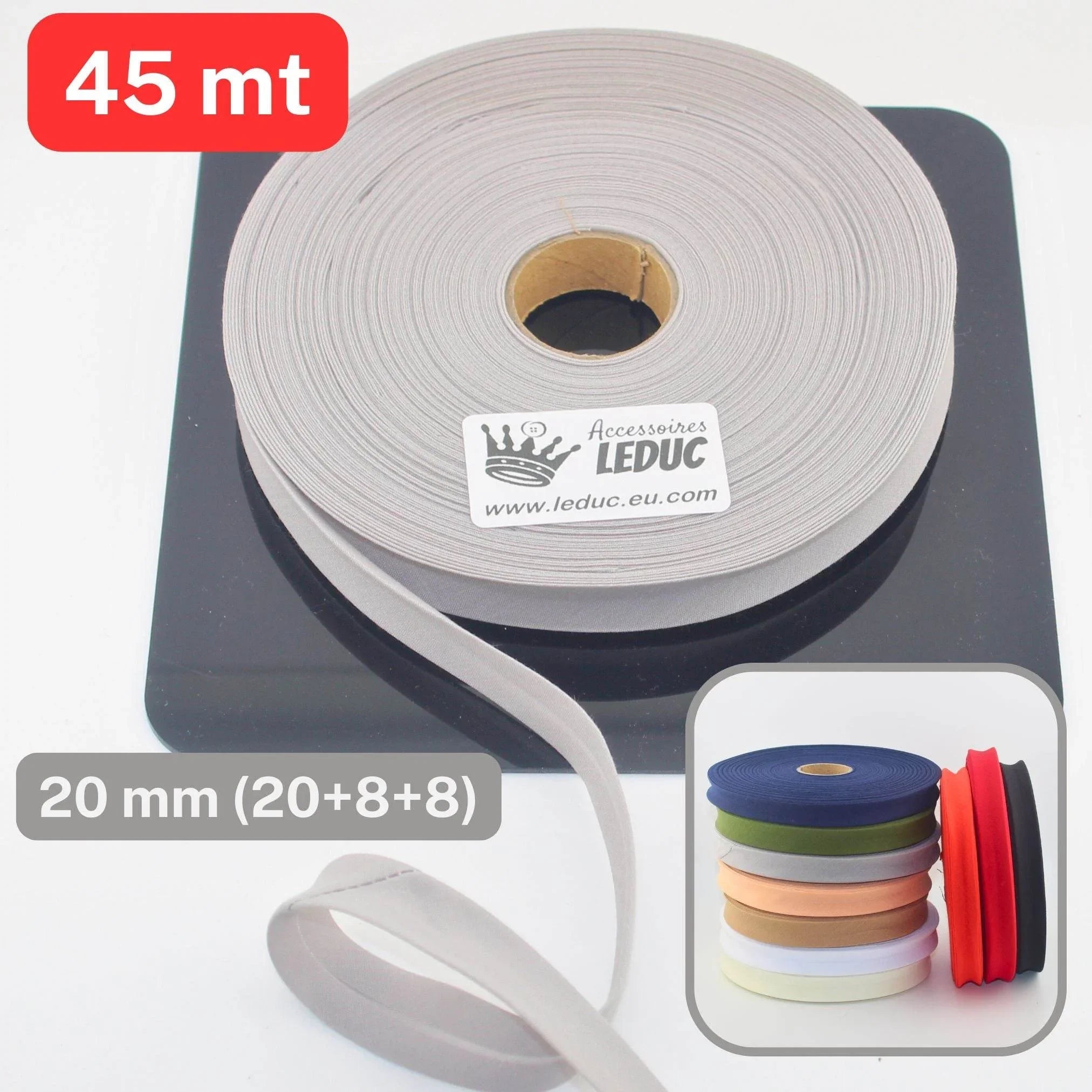 Polycotton Folded Bias Biding 20mm (20+8+8mm) - Rolls of 9 or 45 meters - ACCESSOIRES LEDUC BV