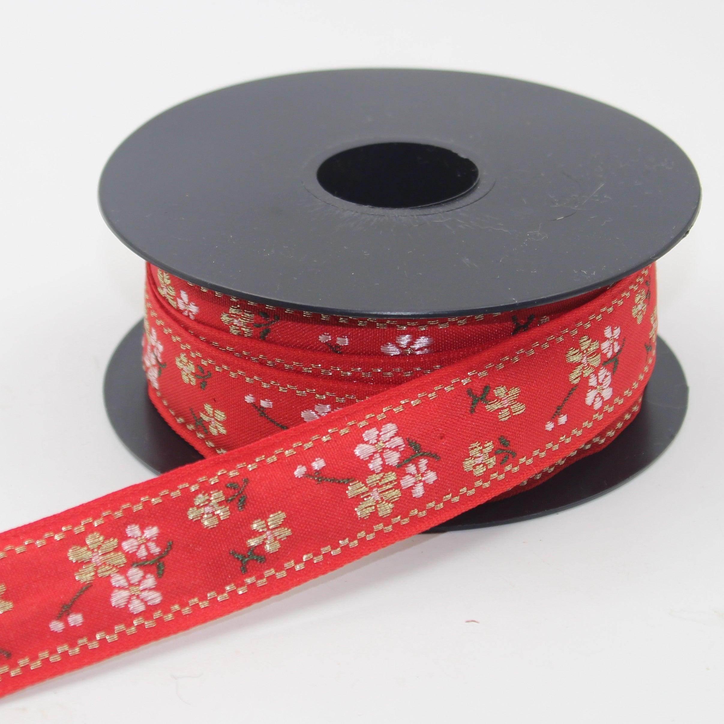 10 meters 25mm Floral Jacquard Braid #JAC4690 - ACCESSOIRES LEDUC BV