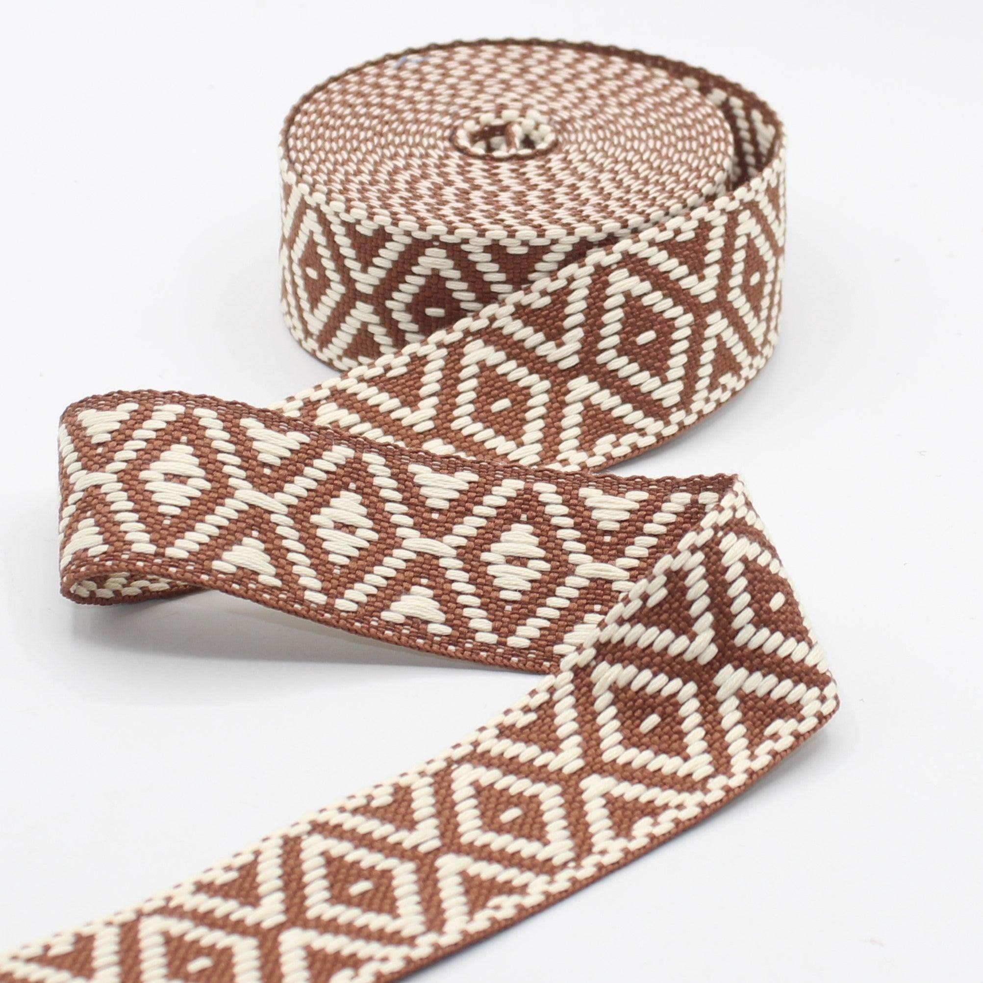 5 meters of Ethnic Strap with diamond-shaped patterns, 40mm #RUB3562 - ACCESSOIRES LEDUC BV