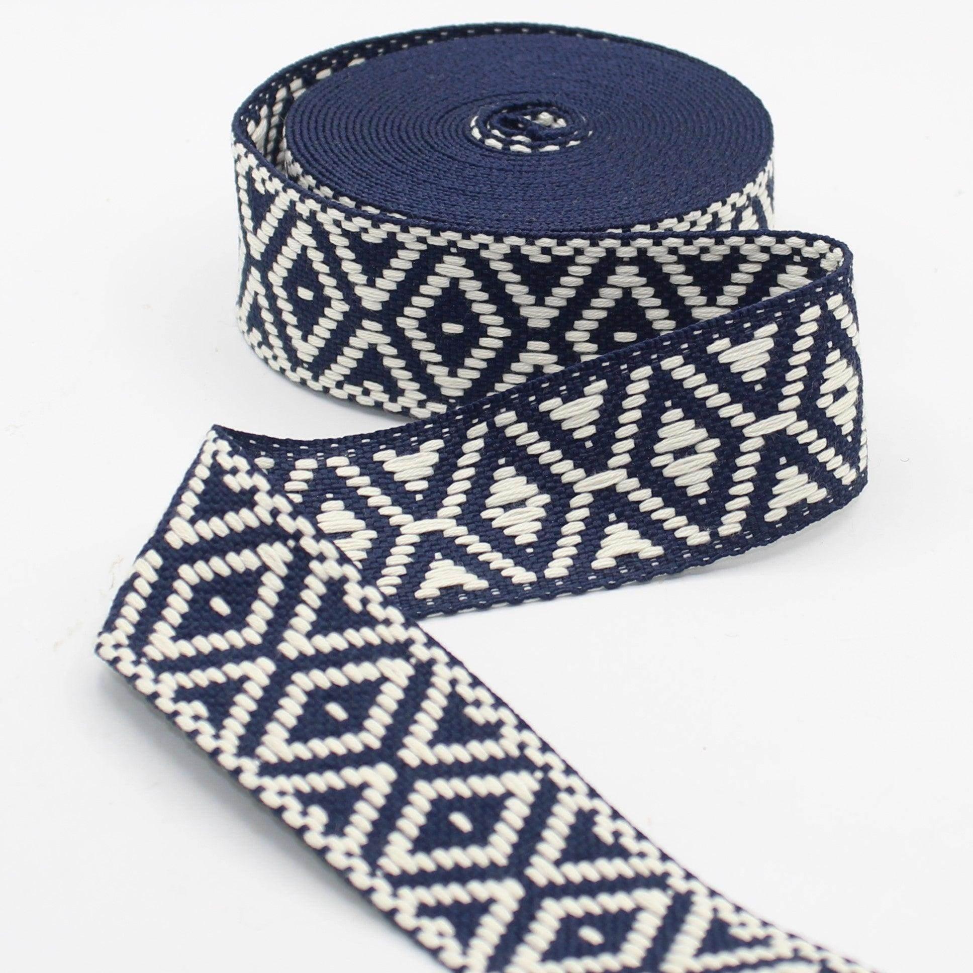 5 meters of Ethnic Strap with diamond-shaped patterns, 40mm #RUB3562 - ACCESSOIRES LEDUC BV