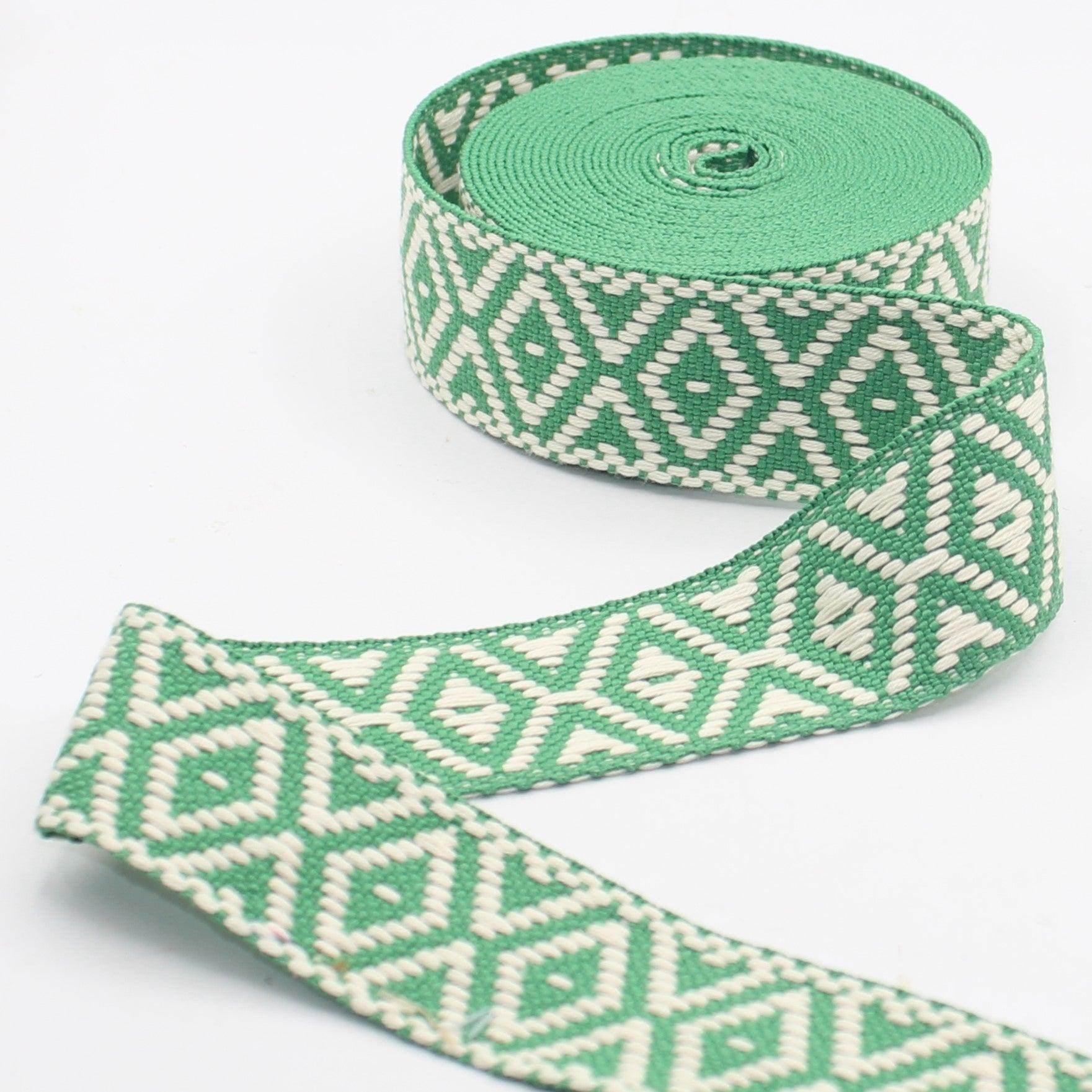 5 meters of Ethnic Strap with diamond-shaped patterns, 40mm #RUB3562 - ACCESSOIRES LEDUC BV