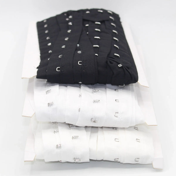 5 meters Cotton Hook and Eye Tape, 25mm wide, Space between each Hooks 20mm, available in Black, White or Offwhite #RUB1302 - ACCESSOIRES LEDUC BV
