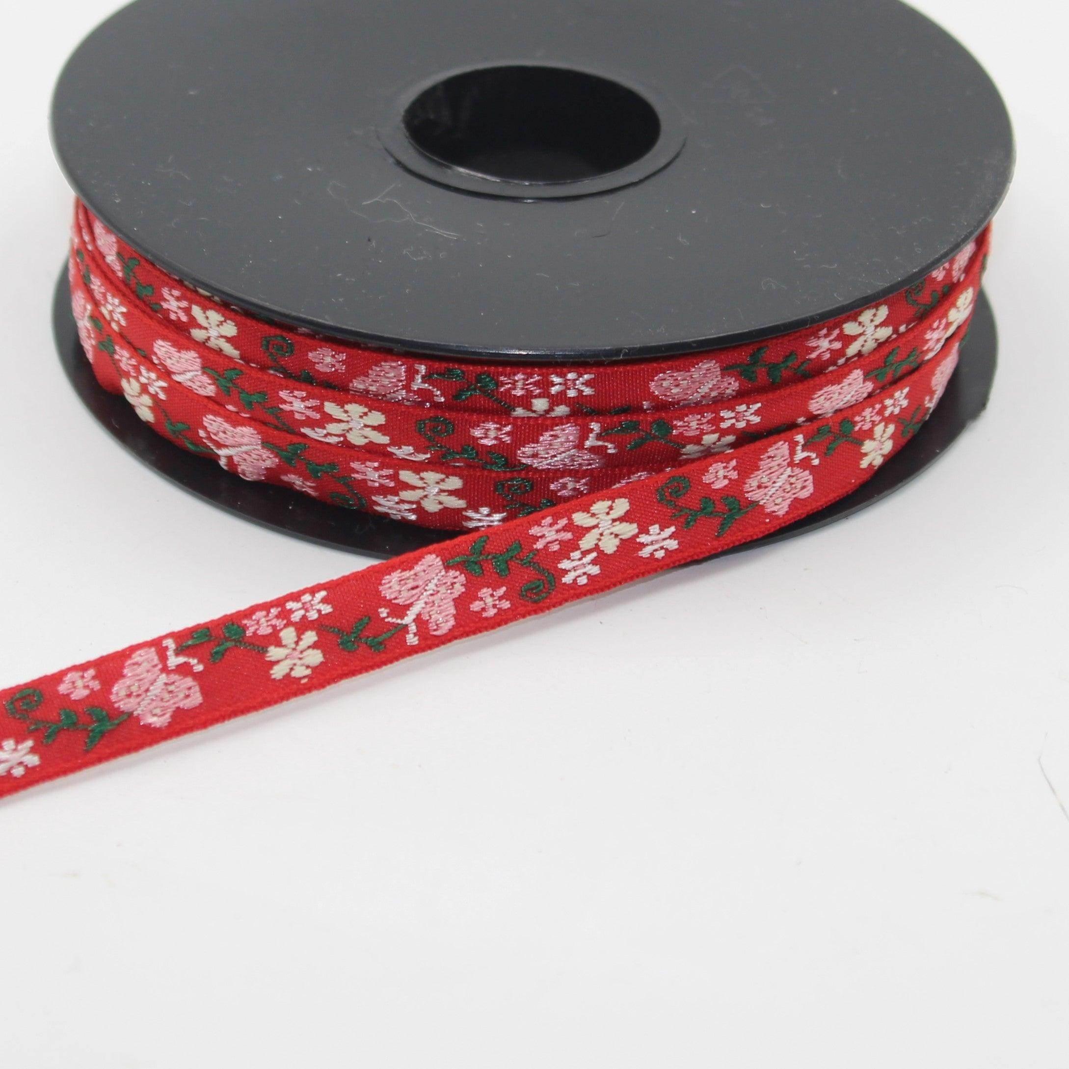 10 meters 10mm Floral Jacquard Braid with Butterflies #JAC4694 - ACCESSOIRES LEDUC BV