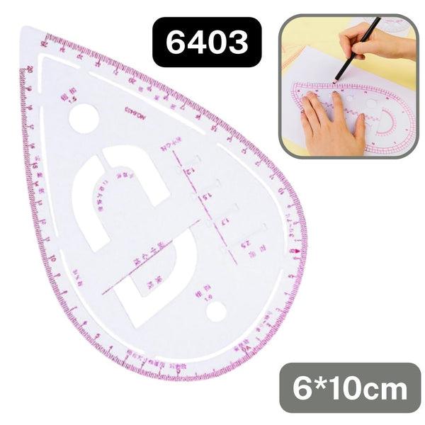 Règle courbe multifonction couture 6x10 cm pour patchwork, traçage et dressmaking.