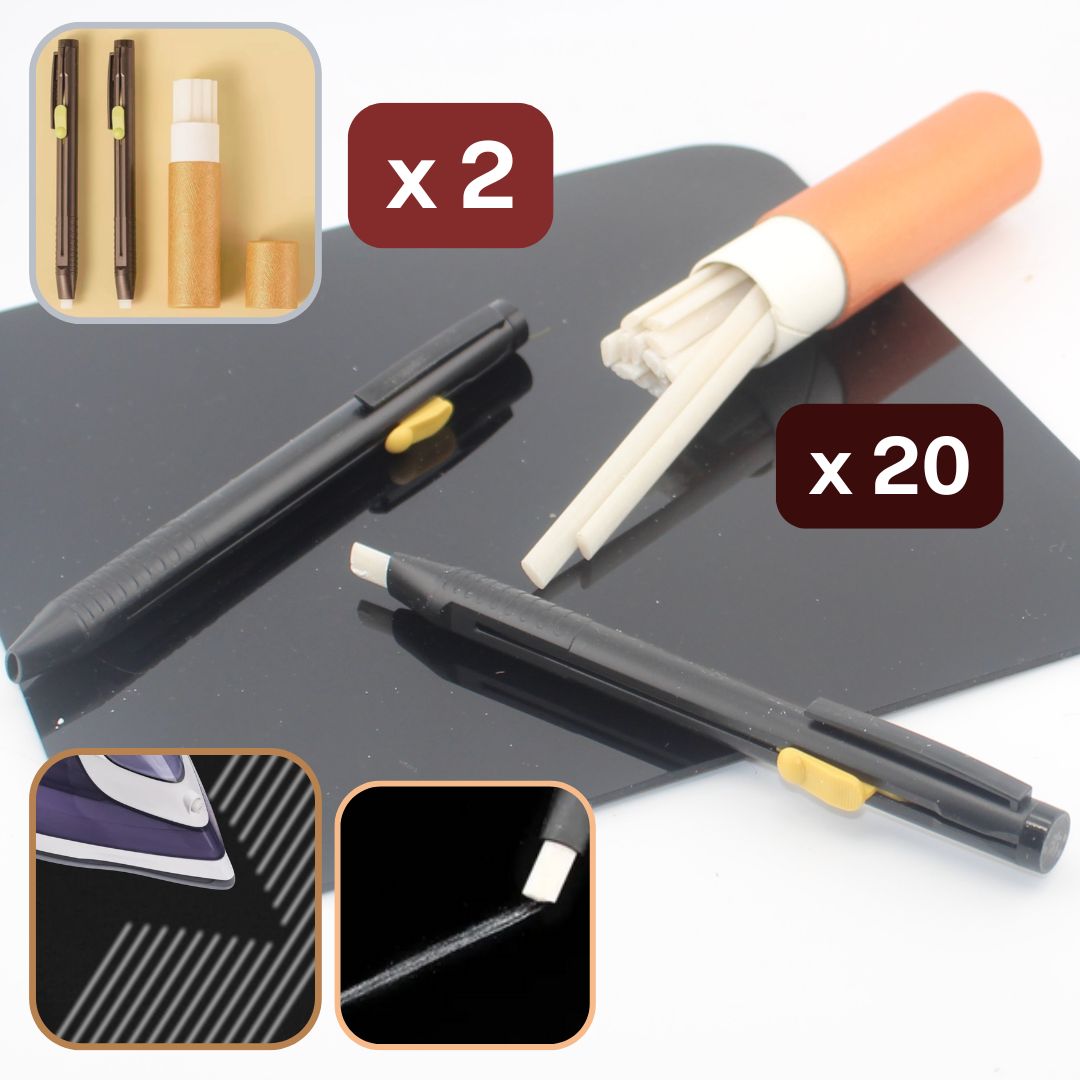 2pc Leather & Fabric Marking Pen Set (20 Wax Refills)