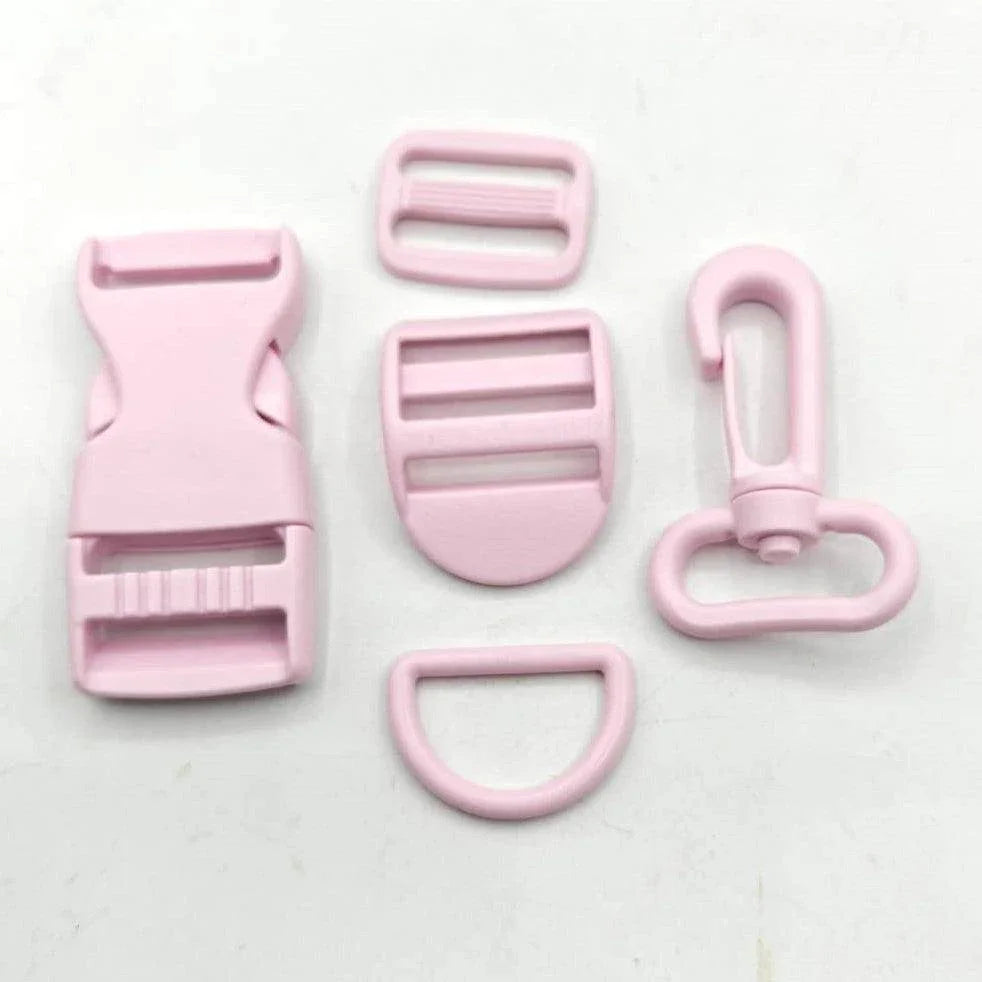 Set of 5 Coloured Nylon Buckles (1 Lobster + 2 sliding buckles + 1 D ring + 1 Clipsable buckle) - 20mm/25mm - ACCESSOIRES LEDUC BV