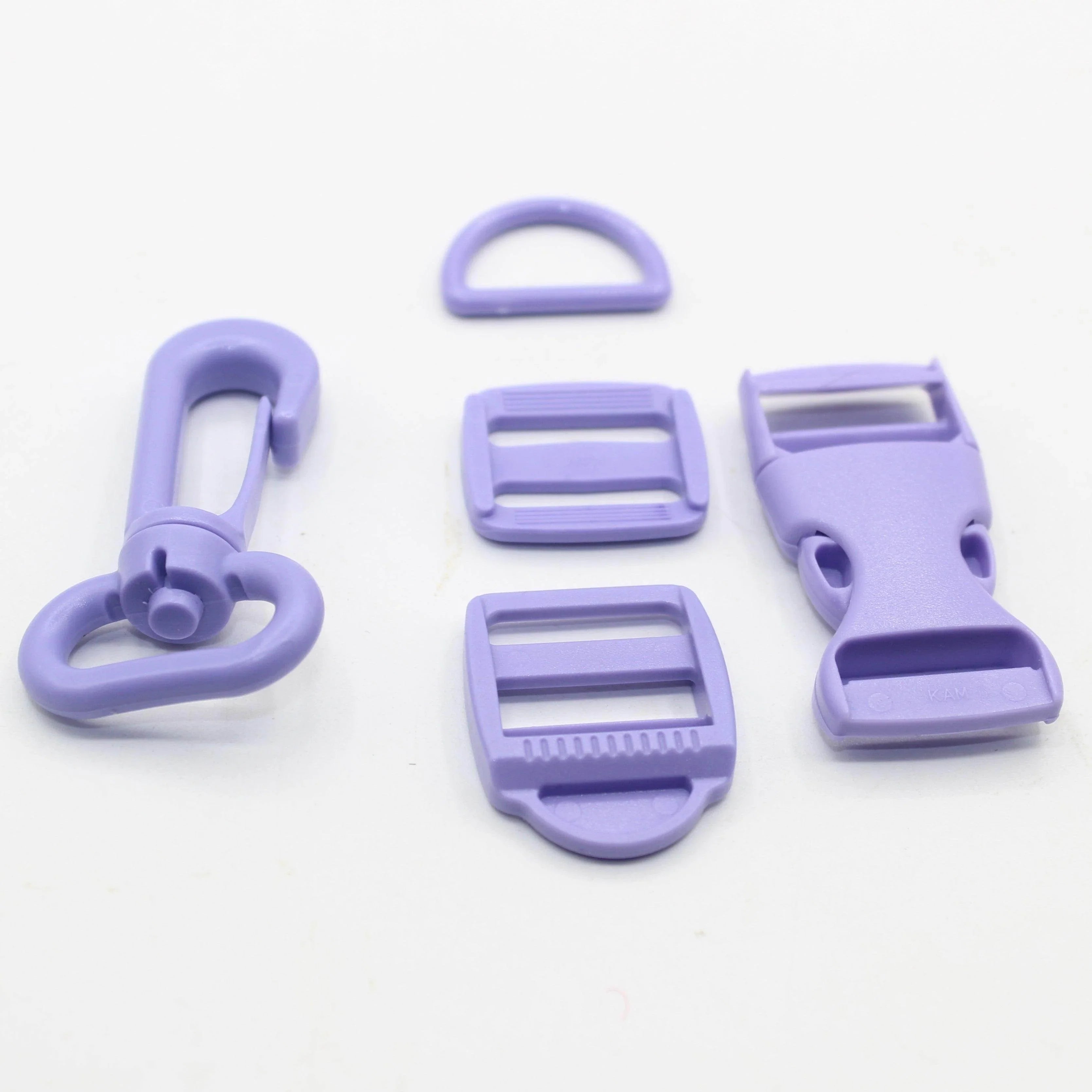 Set of 5 Coloured Nylon Buckles (1 Lobster + 2 sliding buckles + 1 D ring + 1 Clipsable buckle) - 20mm/25mm - ACCESSOIRES LEDUC BV