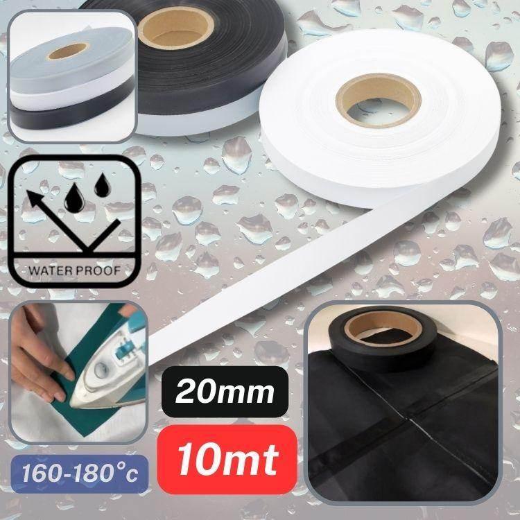 10 meters Iron On Waterproof Seam Tape 20mm, available in White, Grey or Black - ACCESSOIRES LEDUC BV