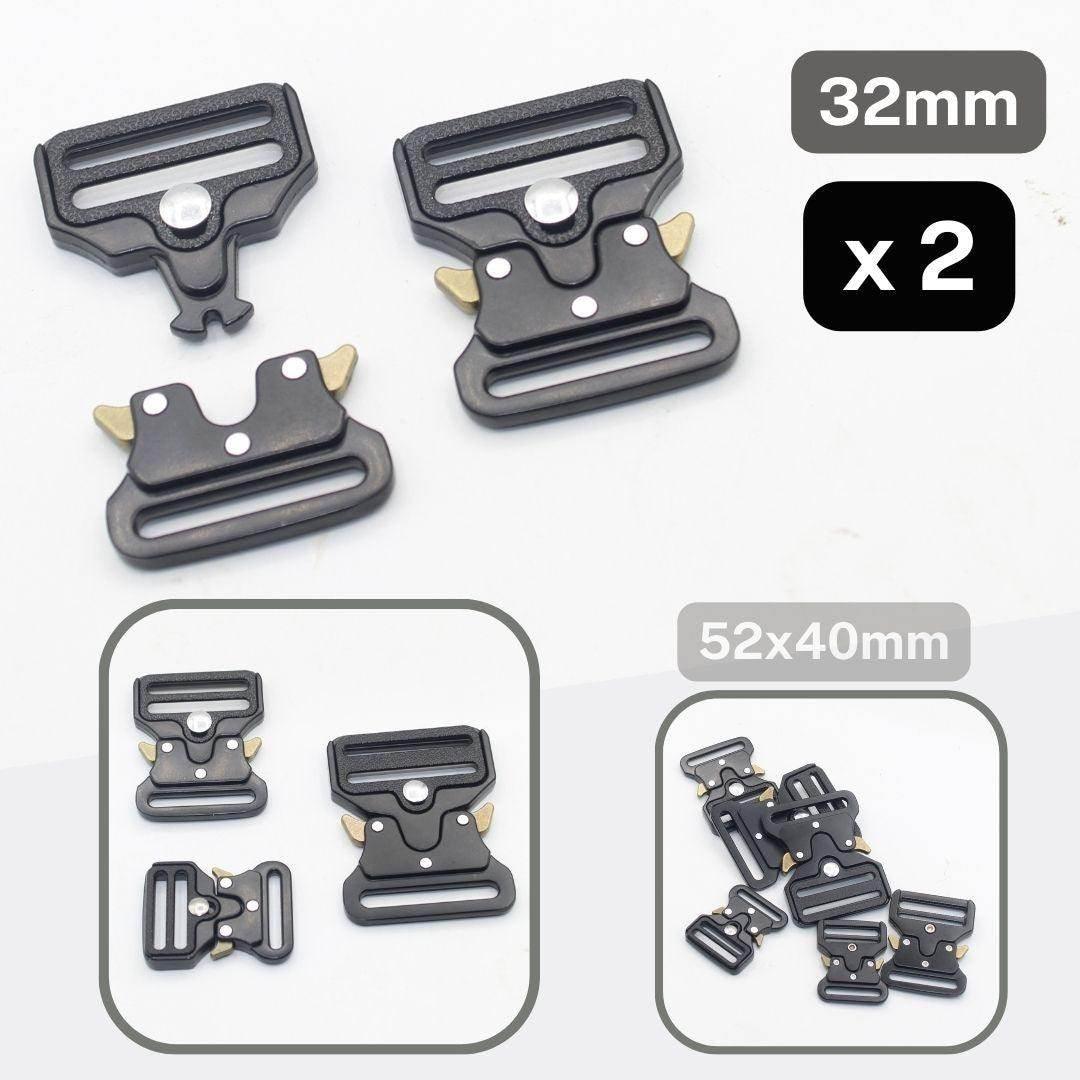 Set of 2 deluxe Quick Release Buckles (Military Style), Black Metal available in 25 32 or 40mm#BMEX066 - ACCESSOIRES LEDUC BV