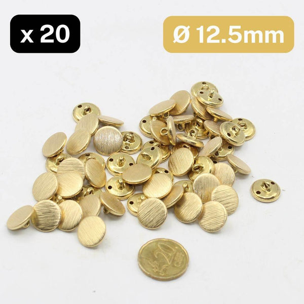 20 Pieces Gold Metal Buttons Size 12,5MM #KMQ500320 - ACCESSOIRES LEDUC BV
