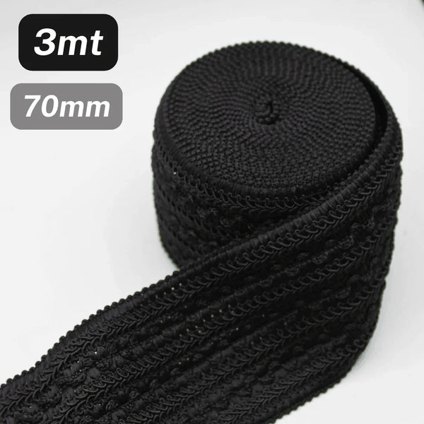 3 Meters Waistband Black Elastic 70mm - ACCESSOIRES LEDUC BV