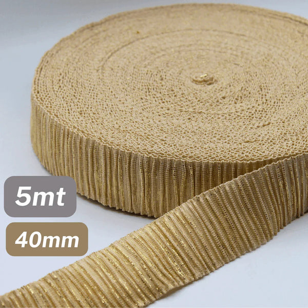 5 Meters Waistband Elastic Lurex Gold 40mm - ACCESSOIRES LEDUC BV