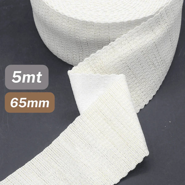 5 Meters Waistband Elastic Lurex Ecru 65mm - ACCESSOIRES LEDUC BV