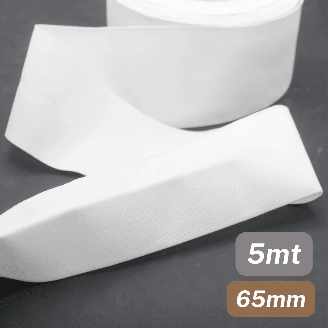 5 Meters Waistband Elastic White 65mm - ACCESSOIRES LEDUC BV