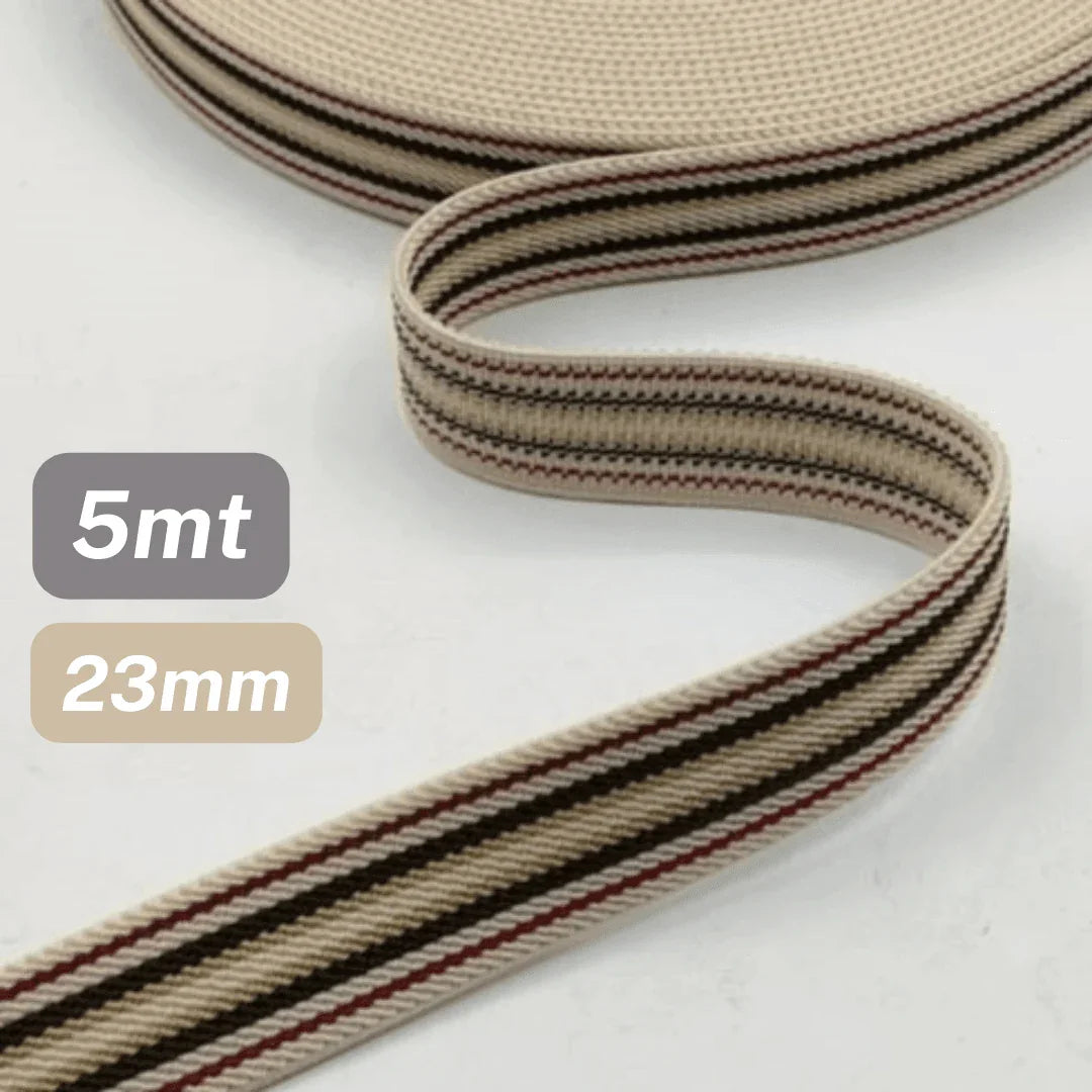 5 Meters Waistband Elastic Ecru/ Multicolour 23mm - ACCESSOIRES LEDUC BV