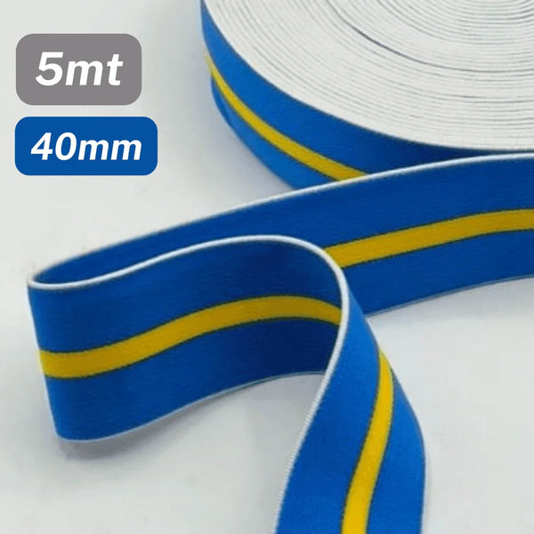 5 Meters Waistband Elastic Blue/Yellow 40mm - ACCESSOIRES LEDUC BV