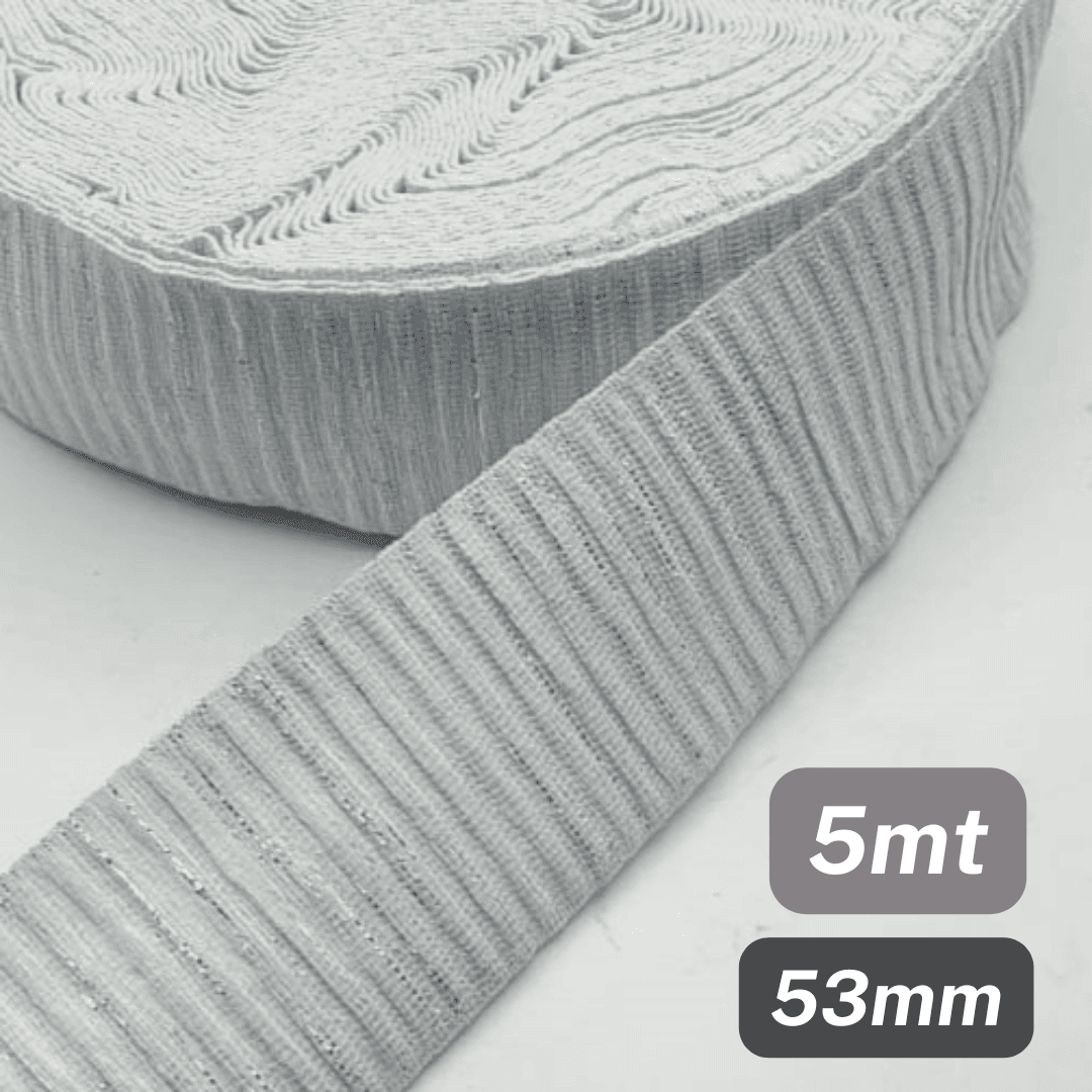 5 Meters Waistband Elastic Lurex Grey 53mm - ACCESSOIRES LEDUC BV