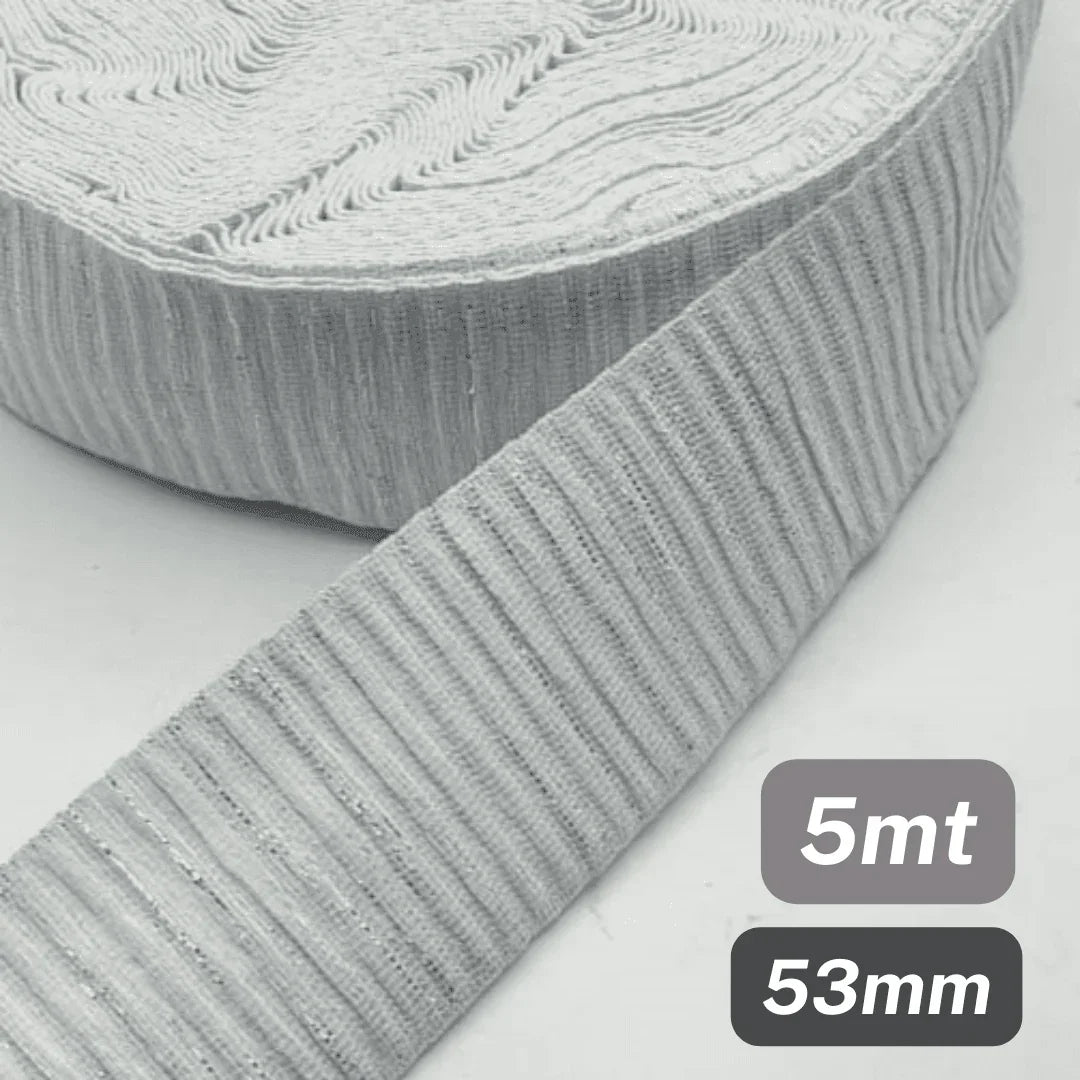 5 Meters Waistband Elastic Lurex Grey 53mm - ACCESSOIRES LEDUC BV