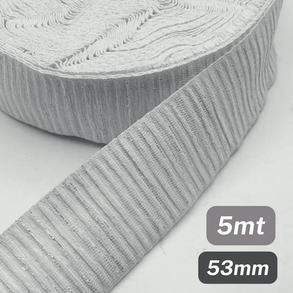 5 Meters Waistband Elastic Lurex Grey 53mm - ACCESSOIRES LEDUC BV