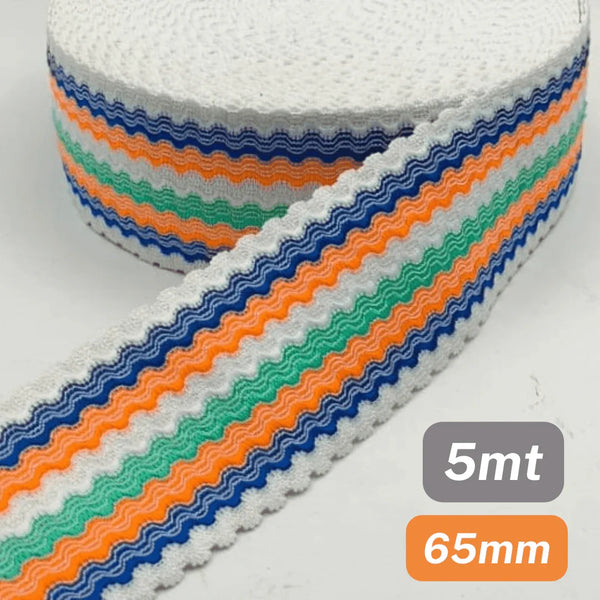 5 Meters Waistband Elastic White/Blue/Orange/Green 65mm - ACCESSOIRES LEDUC BV