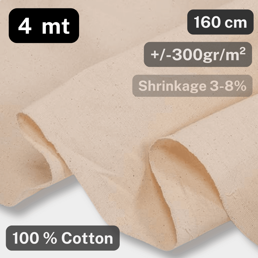 4 Meters 100% COTTON CALICOT FABRIC, Width 160CM, Weight 300gr/m² Colour ecru NATURAL - ACCESSOIRES LEDUC BV