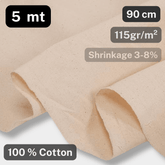 5 Meters 100% COTTON CALICOT FABRIC, Width 90CM, Weight 115gr/m² Colour ecru NATURAL - ACCESSOIRES LEDUC BV