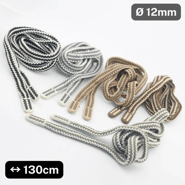 1 piece, 130cm / Ø12MM / Sweater / Trousers Zig Zag Motives Cord with Cord Ends #COR4003 - ACCESSOIRES LEDUC BV