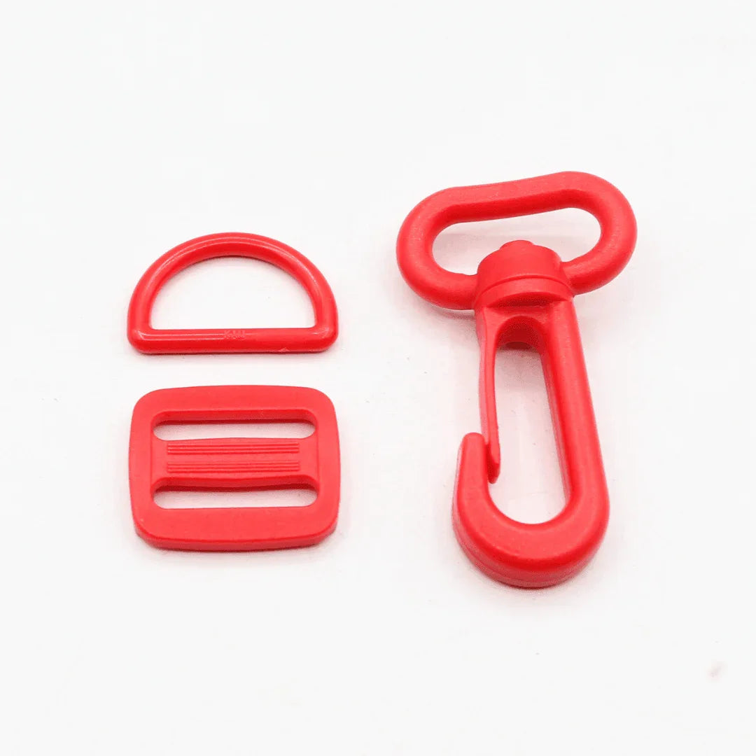 Set of 3 Colourful Nylon Buckles (1 fast clip + 1 sliding buckle + 1 D Ring) - 20mm/25mm - ACCESSOIRES LEDUC BV